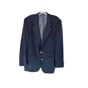 Burberry Vintage Men's Preppy Academia Navy Blue Wool Blazer‎ DAMAGED